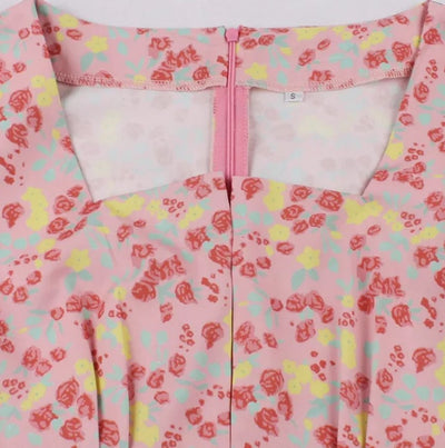 Rochie Vintage Cu Talie Inalta Marime Plus Roz