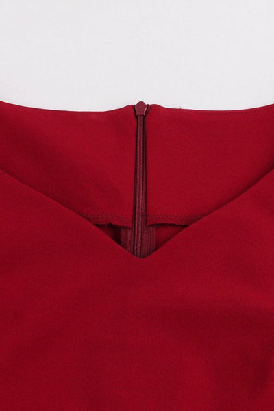 Rochie Roșie Cu Mânecă Lungă De Mărime Plus Vintage