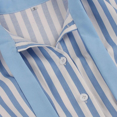 Rochie Vintage Cu Dungi Albastre Marimi Mari