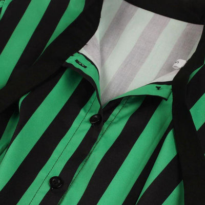 Rochie Vintage Plus Size Cu Dungi Verde