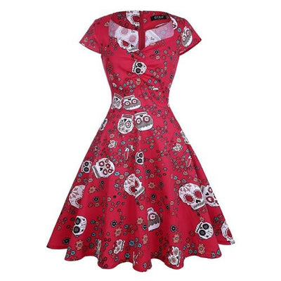 Rochie Vintage Plus Size Red Skull