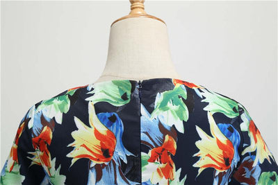 Rochie Vintage Cu Flori De Iarnă Bleumarin