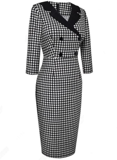 Rochie De Iarnă Alb-Negru De Epocă