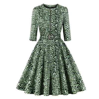 Rochie Vintage Verde Leopard