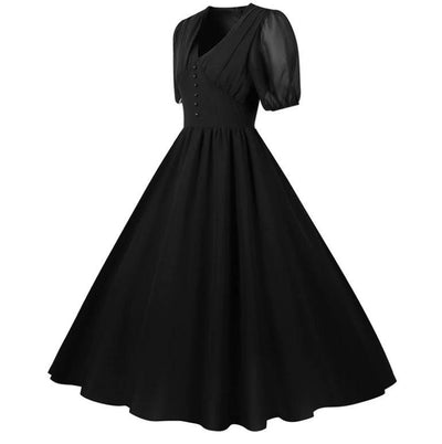 Rochie Neagră Lungă De Epocă Anii 50