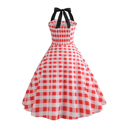 Rochie Vintage - Pin-Up Roșu Gingham