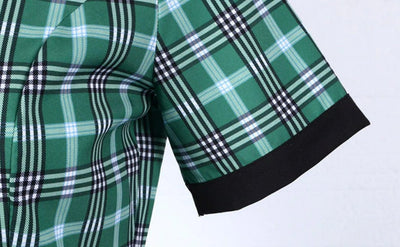 Rochie Vintage Cu Dungi Verzi Și Negre