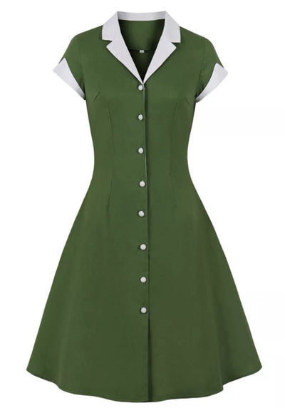 Rochie Vintage Rockabilly Anii 50 Verde