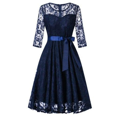 Rochie De Seara Vintage Albastra Cu Maneca Lunga