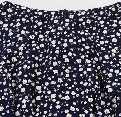 Rochie Vintage Cu Talie Înaltă Bleumarin