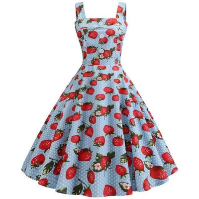 Rochie De Epocă 1950 Strawberry Blue