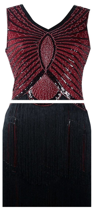 Rochie Vintage Din Anii 1920 Art Deco Burgundy