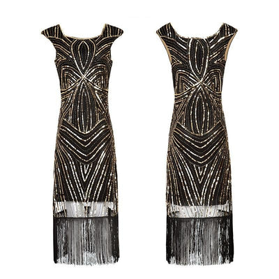 Rochie Retro Anilor 20 Negru Auriu