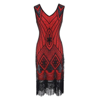 Rochie Roșie Cu Paiete De Epocă Anii 20