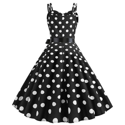 Rochie Rockabilly Vintage Negru Alb Buline