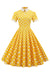Rochie Vintage Elegantă Cu Buline Galbene
