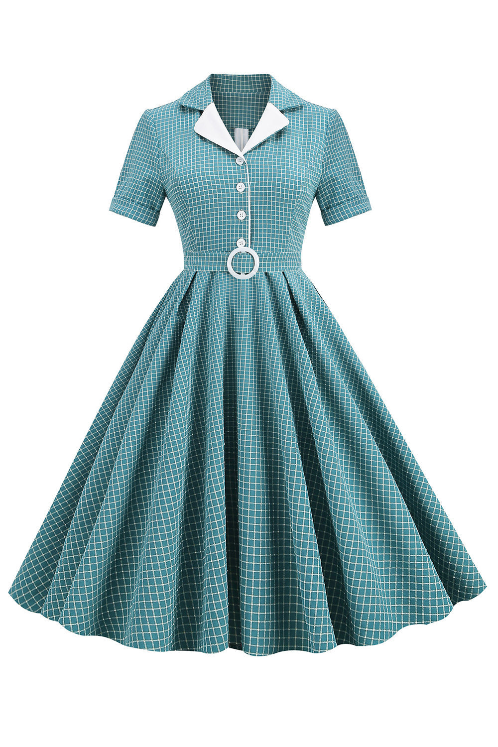 Rochie De Epocă Cu Brâu În Carouri Din Anii 1950
