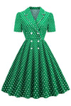 Rochie Verde Cu Buline În Stil Vintage