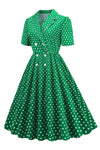 Rochie Verde Cu Buline În Stil Vintage