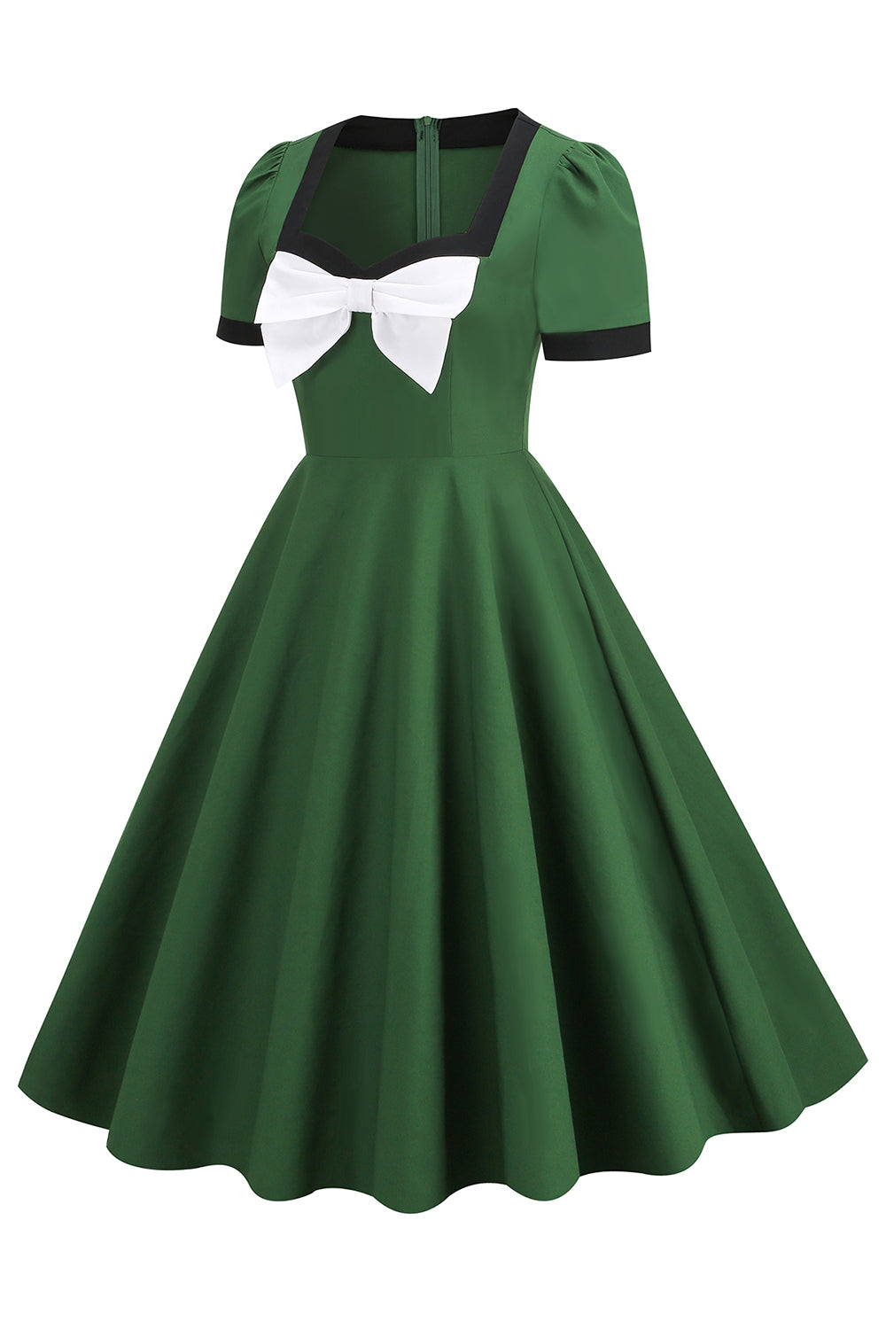 Rochie Vintage Verde Din Anii 1950 Cu Fundă