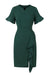Rochie Verde Închis Cu Volan Vintage