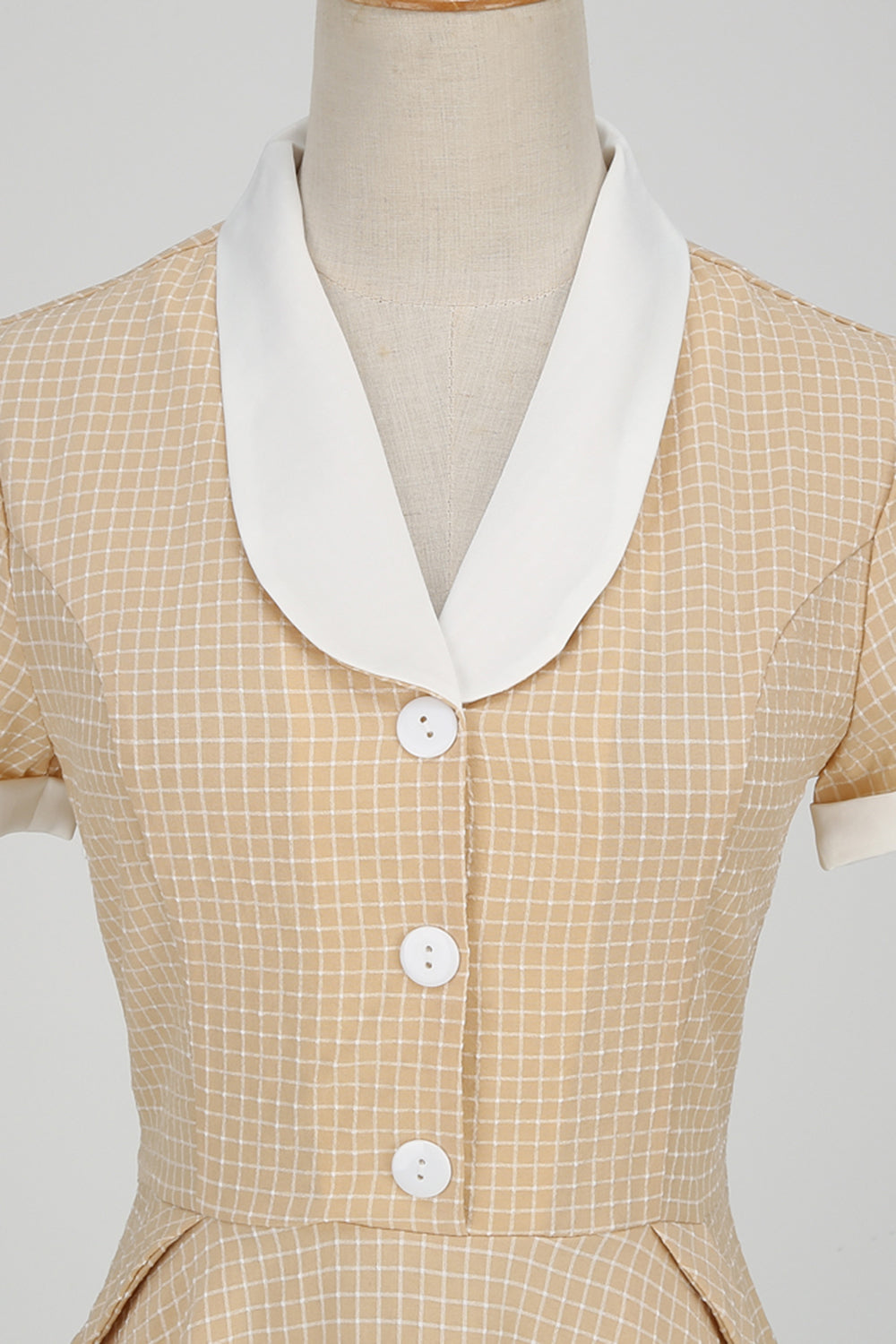 Rochie Vintage Check Cu Guler Șal