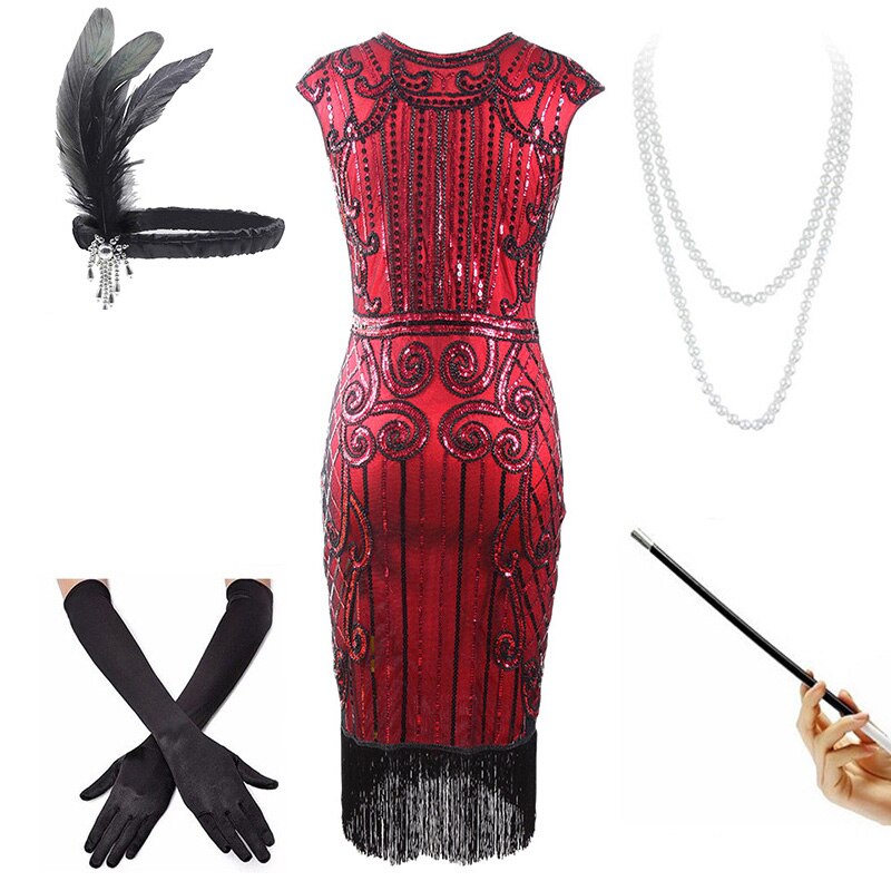 Rochie Cu Talie Joasa Anii 20 Rosie