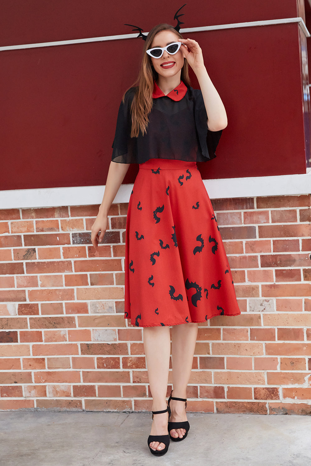 Rochie În Stil Gotic Vintage Cu Imprimeu Lilieci