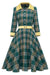 Rochie Verde Vintage În Carouri De Toamnă