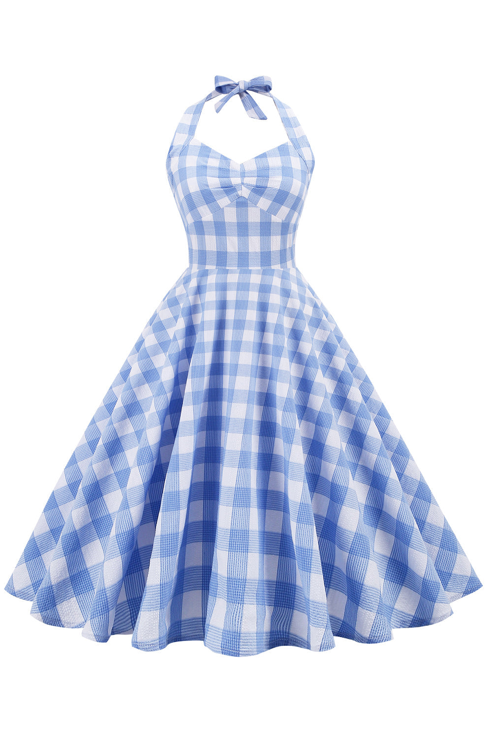 Rochie Retro În Carouri Fără Spate Pentru Femei