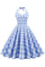 Rochie Retro În Carouri Fără Spate Pentru Femei