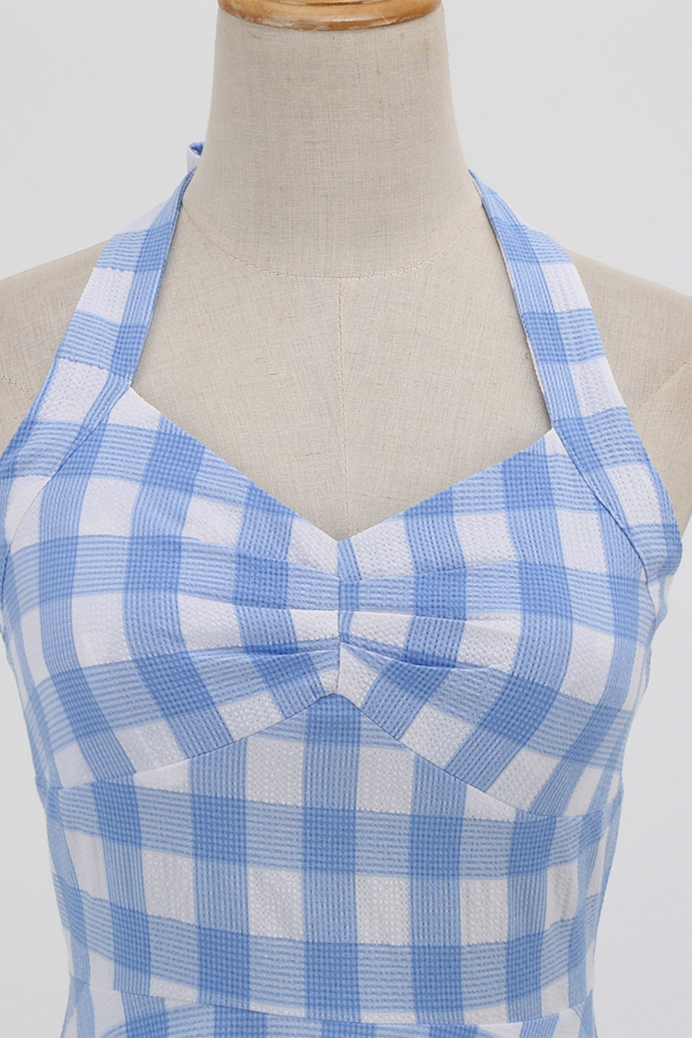 Rochie Retro În Carouri Fără Spate Pentru Femei