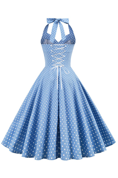 Rochie Retro Cu Buline Fără Spate Pentru Femei
