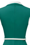 Rochie Trapez Verde Vintage Cu Guler Cu Rever