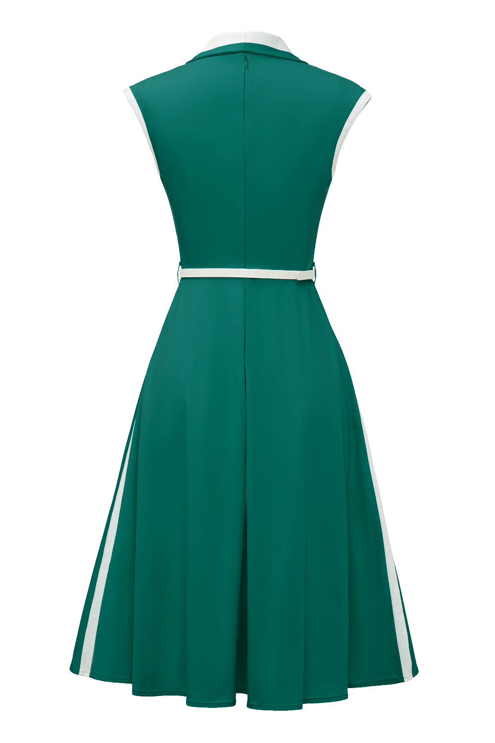 Rochie Trapez Verde Vintage Cu Guler Cu Rever