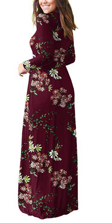 Anii 70 Rochie Floral Burgundy Moda