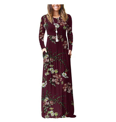 Anii 70 Rochie Floral Burgundy Moda