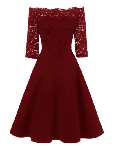 Rochie Anii 60 Pentru Nunta Burgundy