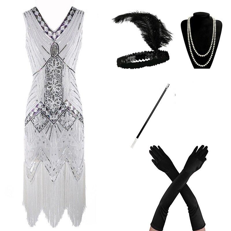 Rochie Charleston Anii 20 Albă