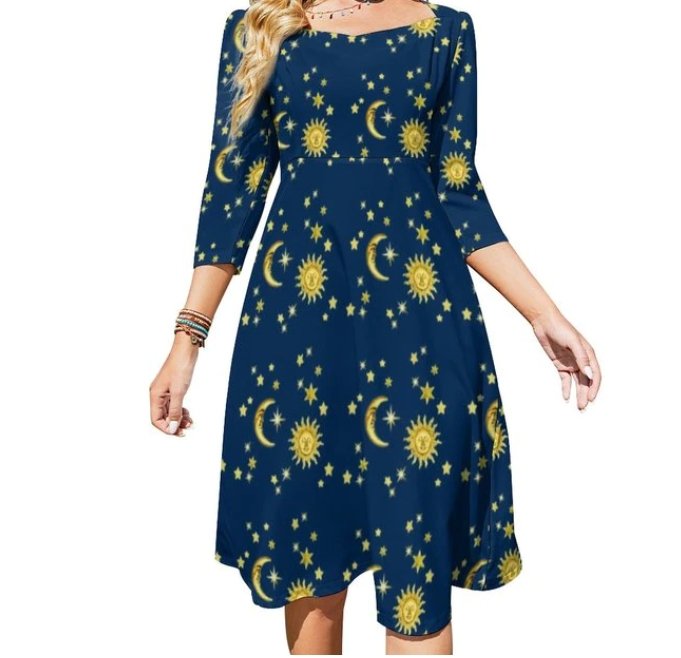 Rochie De Damă Albastră De Seară Vintage Anilor 70