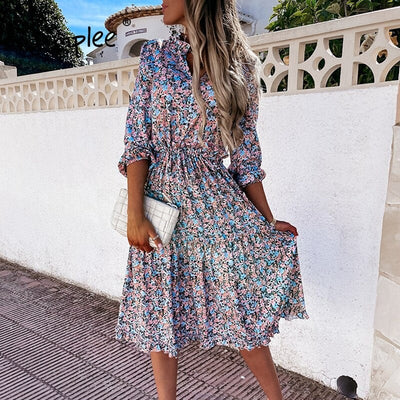 Rochie Lungă Florală De Epocă