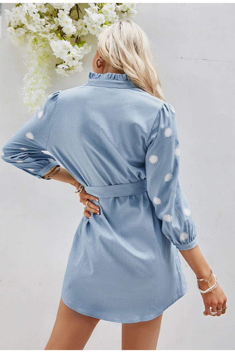 Rochie Mini Vintage Albastru Deschis