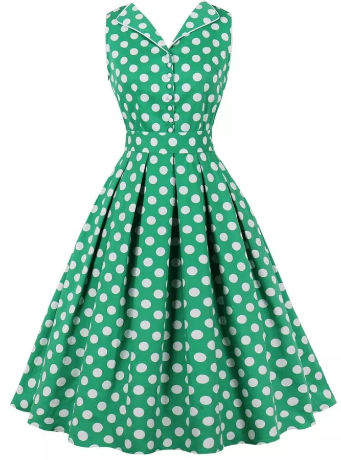 Mica Rochie Verde Cu Buline Din Anii '50