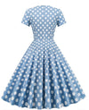 Rochie Deschisă De Epocă Albastră Cu Buline