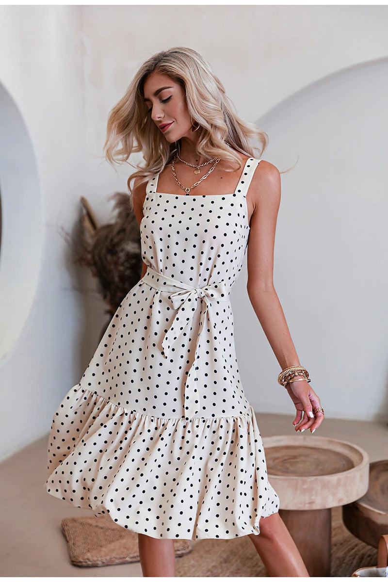 Rochie Vintage Cu Buline Alb-Negru