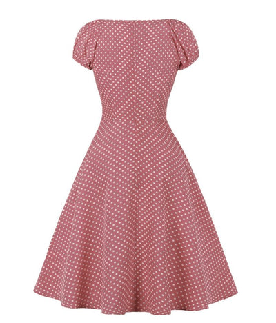 Rochie Deschisă De Epocă Roșie Cu Buline