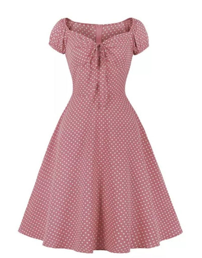 Rochie Deschisă De Epocă Roșie Cu Buline