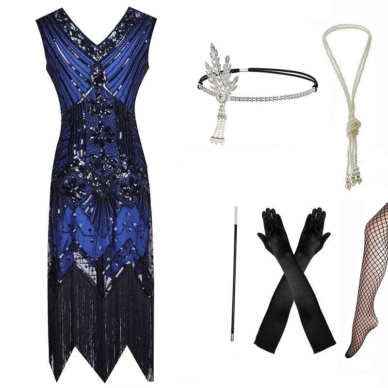 Rochie Anii 20 Pentru Femei Curbate Albastre