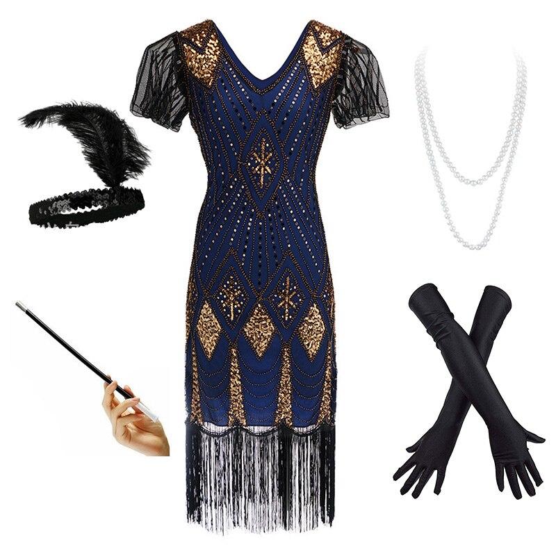 Rochie De Prohibiție Anii 20 Albastru Regal