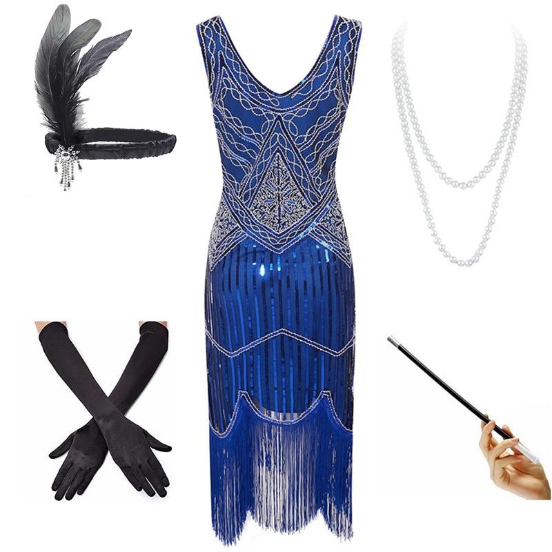 Rochie Albastră Vintage Anilor 20